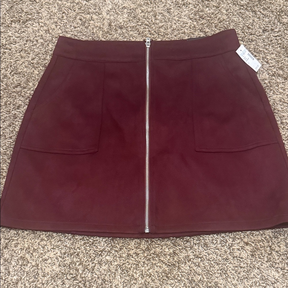 Maurices Burgundy Mini Skirt with Front Zipper